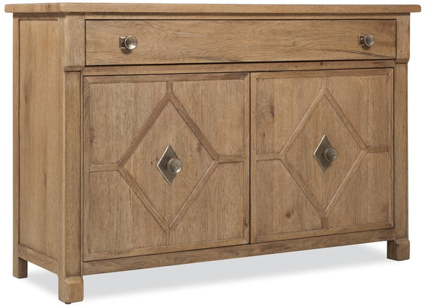 Hooker Furniture Driftwood Hall Chest With Buckboard Finish, Diamond-Motif Doors, Soft-Close Drawer & Storage Light Wood 6820-85005-80