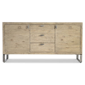 Bernhardt Bernhardt Tribeca Buffet Aurum Finish — 64" White Oak Storage Buffet With Soft-Close Drawers & Steel Base 333133