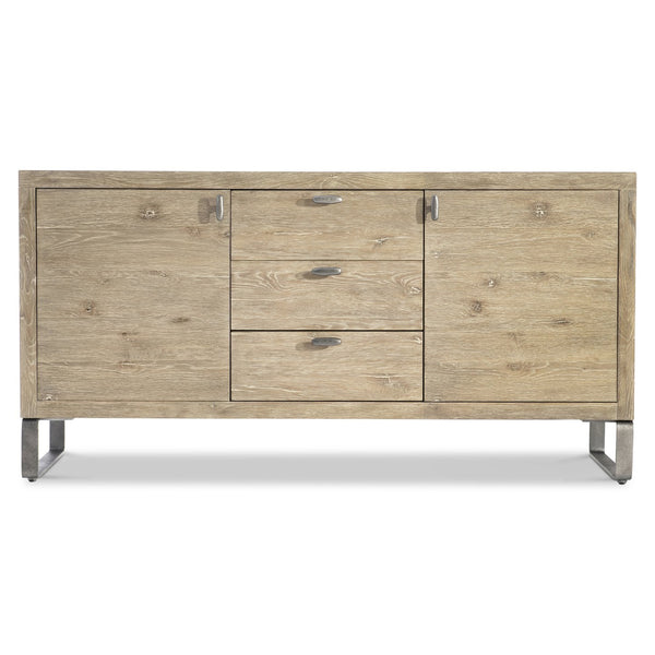 Bernhardt Bernhardt Tribeca Buffet Aurum Finish — 64" White Oak Storage Buffet With Soft-Close Drawers & Steel Base 333133