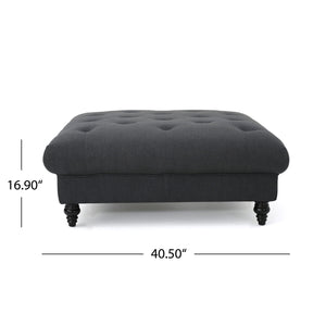 English Elm Madrid Round Tufted Ottoman Plush Cream Polyester Footrest for Living Room Decor 54130.00DGY