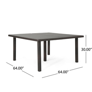 English Elm Christopher Knight Home® - FIONA Outdoor 64" Square Wicker Dining Table – Durable Iron Frame Patio Table for Large Gatherings Brown Multi 66.75 L x 35.25 W x 7.25 H 62333.00MBRN
