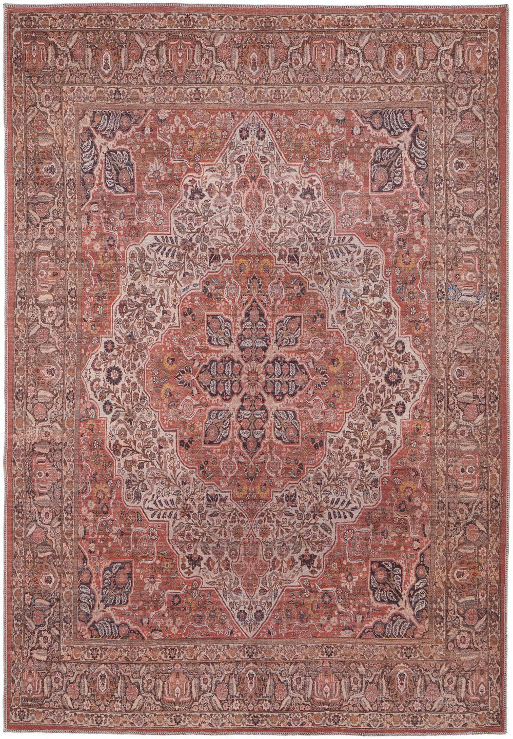 Feizy Rugs Rawlins Vintage-inspired Medallion Rug - Rich Colors & Intricate Patterns For Timeless Elegance Red,Tan,Pink Polyester Rln39hnftermlte76