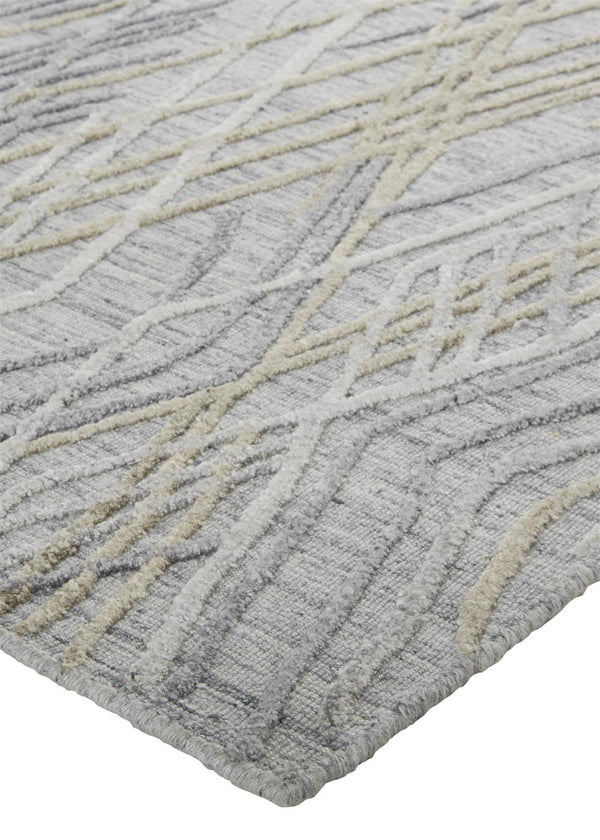 Feizy Rugs Elias Handwoven Abstract Diamond Area Rug In Luxurious Viscose And Wool For Elegant Home Decor Gray,Ivory Viscose,Wool Els6589fblu000i29
