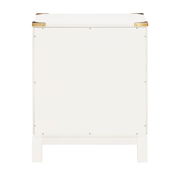 Homelegance By Top-Line Jameson 1-Drawer Gold Accent Nightstand White Wood