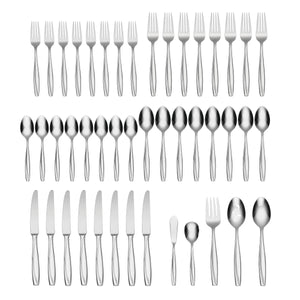 Lenox Oneida Camlynn Mirror 45 Piece Everyday Flatware Set, Service for 8 Metallic, STAINLESS METAL H222045AL20