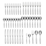 Lenox Oneida Camlynn Mirror 45 Piece Everyday Flatware Set, Service for 8 Metallic, STAINLESS METAL H222045AL20