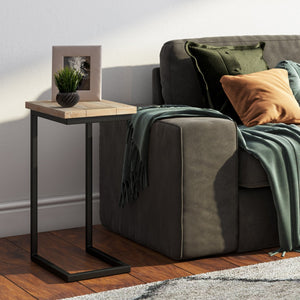 English Elm Skyler C Side Table - Handcrafted Distressed White-Wash Finish With Industrial Metal Base Design B136P159618-GIGA