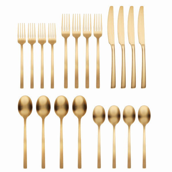 Lenox Cambridge Beacon Gold Satin 20-Piece Flatware Set Metallic, GOLD METAL 807420HGY12X