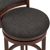 Homelegance By Top-Line Sydney Upholstered Back Swivel 29" Bar Height Stool Dark Grey Rubberwood