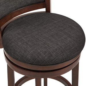 Homelegance By Top-Line Sydney Upholstered Back Swivel 24" Counter Height Stool Dark Grey Rubberwood