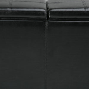 English Elm Avalon Storage Ottoman In Midnight Black – Stylish Vegan Leather Seating With Hidden Storage & Trays B136P158109