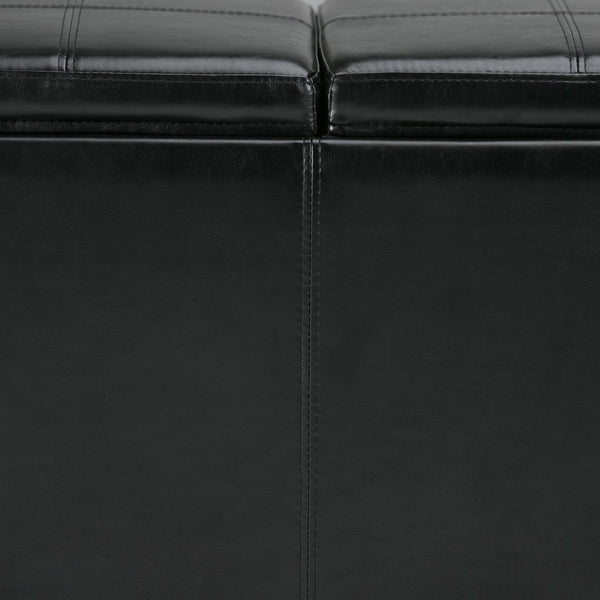 English Elm Avalon Storage Ottoman In Midnight Black – Stylish Vegan Leather Seating With Hidden Storage & Trays B136P158109