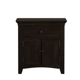 Homelegance By Top-Line Macie 1-Drawer Wood Cupboard Nightstand with Charging Station Black Wood