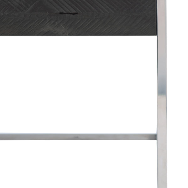 Bernhardt Bernhardt Beacon Cocktail Table — Distressed Pine Drawer & Polished Stainless Frame, Sculptural Storage (52"W) 303021C