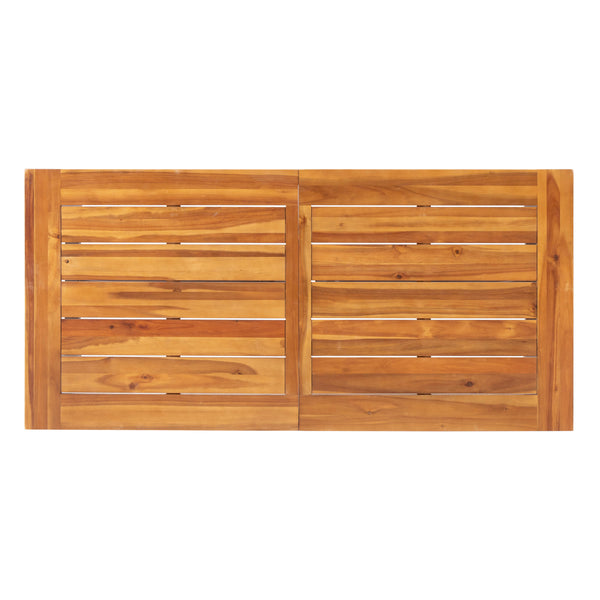 English Elm Outdoor Acacia Wood Slatted Dining Table Seats Six with Iron Base for Patio 57239.00
