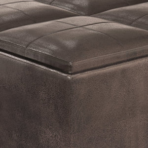 English Elm Avalon - Multi-Functional Square Storage Ottoman In Distressed Brown Faux Leather For Modern Spaces B136P159749