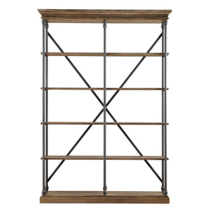 Homelegance By Top-Line Miranda Cornice Double Shelving Bookcase Brown Wood