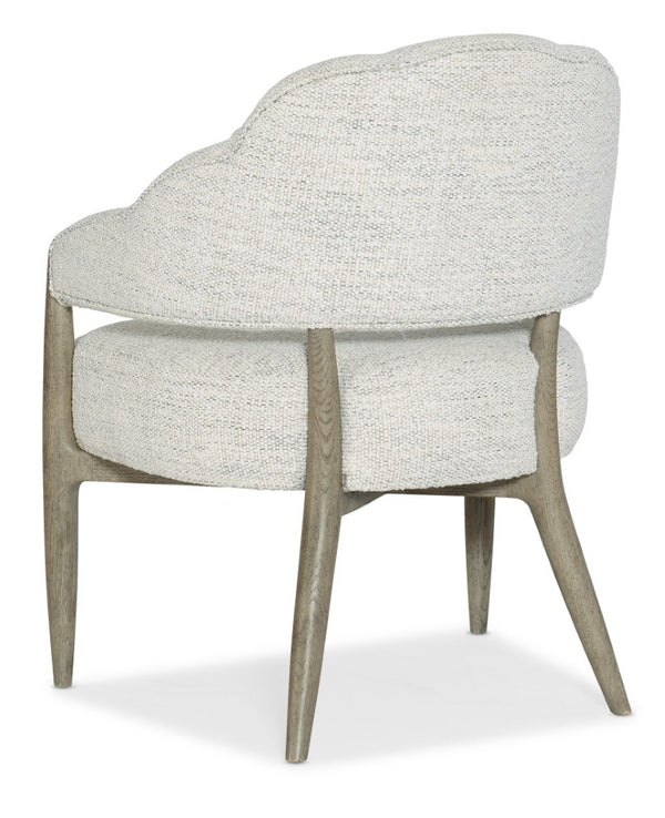 Hooker Furniture Linville Sculptural Bynum Bluff Accent Chair In Merino Cotton, Channeled Scallop Back & Mink Frame 6150-52001-85