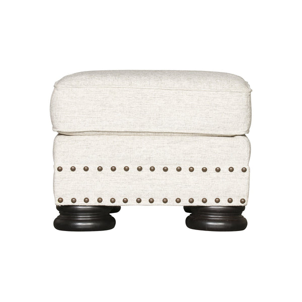 Bernhardt Bernhardt Foster Upholstered Ottoman With Nailhead Trim & Exposed Wood Legs, Plush Rectangular Seat — Made To Order B5171G