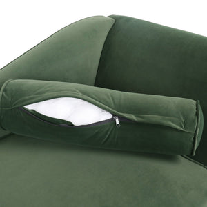 English Elm Chaise Lounge Velvet Upholstered with Birch Legs Elegant Salon Style Living Room Accent Sage 69103.00SAGE
