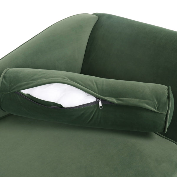English Elm Chaise Lounge Velvet Upholstered with Birch Legs Elegant Salon Style Living Room Accent Sage 69103.00SAGE