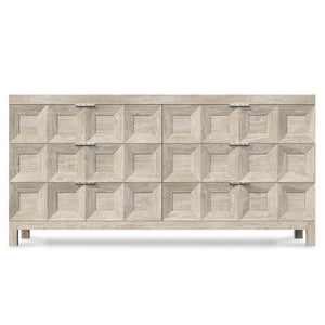 Bernhardt Bernhardt Prado Dresser — Tawny Solid Ash & White Oak, 6 Sculptural Coffered Drawers, Rustic-Modern Style 324051A