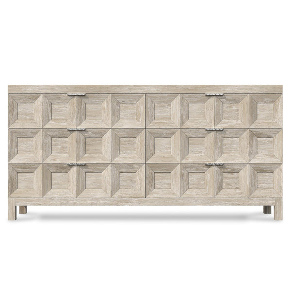 Bernhardt Bernhardt Prado Dresser — Tawny Solid Ash & White Oak, 6 Sculptural Coffered Drawers, Rustic-Modern Style 324051A