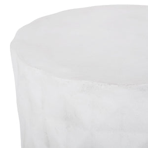English Elm Outdoor Sculptural Concrete Side Table with Diamond Relief Pattern for Patio or Balcony 73431.00