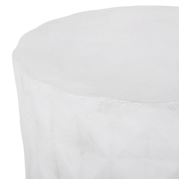English Elm Outdoor Sculptural Concrete Side Table with Diamond Relief Pattern for Patio or Balcony 73431.00