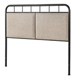 Homelegance By Top-Line Luiza Beige Upholstered Black Metal Queen Bed Brown Metal