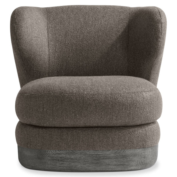 Bernhardt Bernhardt Beck Upholstered Swivel Chair With Sculpted Wingback, Deep Seat & Textured Wood Base B822SO