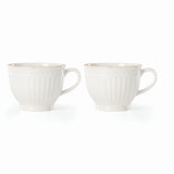 Lenox French Perle Groove 2-Piece Latte Mug Set White, WHITE STONEWARE 892450