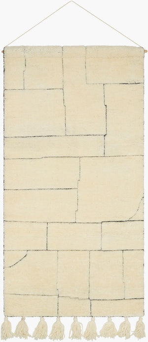 Surya Jakob Bohemian Global Wall Hanging Decor - 71"H X 24"W X 8"D - Unique Cotton & Wool Design Ivory Wool,Cotton,Wood Jko002-60304