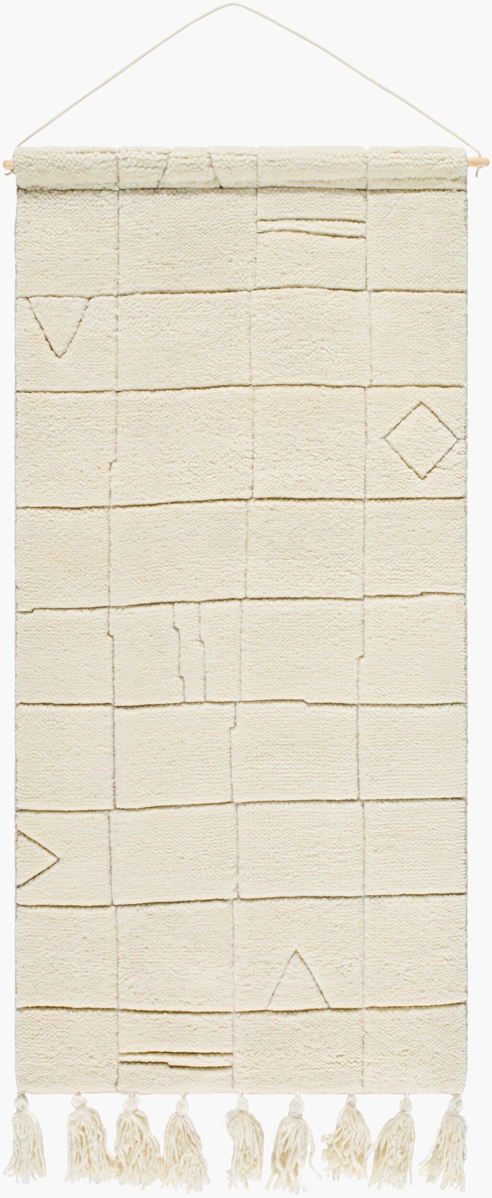 Surya Jakob Bohemian Global Wall Hanging Decor - 71"H X 24"W X 8"D - Unique Cotton & Wool Design Ivory Wool,Cotton,Wood Jko003-60304