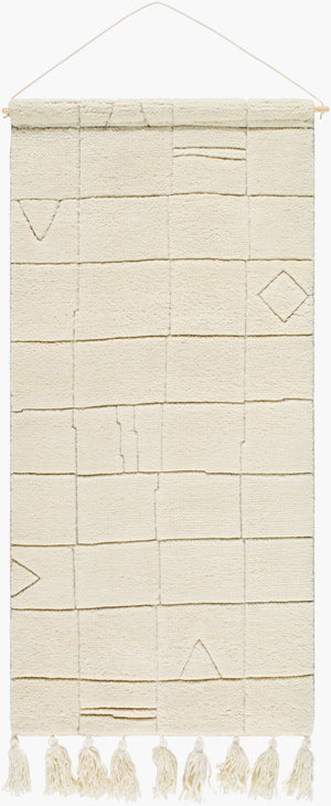 Surya Jakob Bohemian Global Wall Hanging Decor - 71"H X 24"W X 8"D - Unique Cotton & Wool Design Ivory Wool,Cotton,Wood Jko003-60304