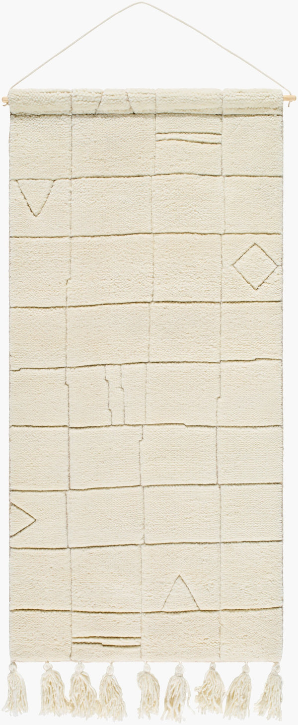 Surya Jakob Bohemian Global Wall Hanging Decor - 71"H X 24"W X 8"D - Unique Cotton & Wool Design Ivory Wool,Cotton,Wood Jko003-60304