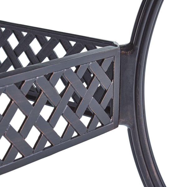 English Elm Christopher Knight Home® - PHOENIX Expandable Dining Table in Natural Copper Finish — Cast Aluminum, Lattice-Botanical Design, Extends to 84" for Outdoor Gatherings 64076.00