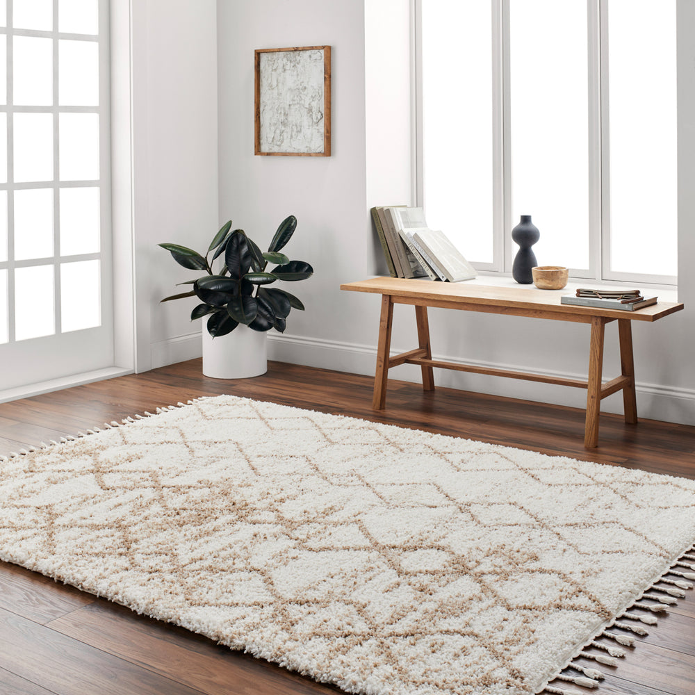 Jakarta JKT-2302 9'2" x 12' Machine Woven Rug JKT2302-9212  White, Beige Surya