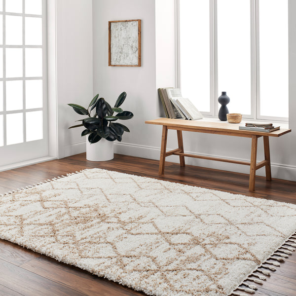 Jakarta JKT-2302 9'2" x 12' Machine Woven Rug JKT2302-9212  White, Beige Surya