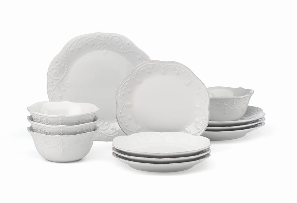 Lenox French Perle White 12-Piece Dinnerware Set White, WHITE STONEWARE 868103