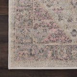 Nourison Tranquil TRA06 Machine Made Power-loomed Ornamental Border Indoor Only Vintage Farmhouse Rug Ivory Pink, Pink and Beige 100% Polypropylene 99446485403