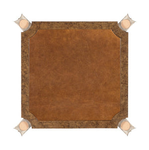 Hooker Furniture Archives Game Table With Leather Playing Surface, Mottled Amber Finish, Brass Accents & Pull-Out Trays 6123-75208-80