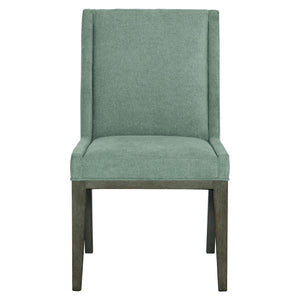 Bernhardt Bernhardt Rustic Modern Linea Side Chair In Cerused Charcoal Ash With Soft Gray Full Upholstery 384547B