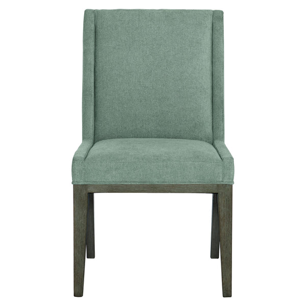 Bernhardt Bernhardt Rustic Modern Linea Side Chair In Cerused Charcoal Ash With Soft Gray Full Upholstery 384547B