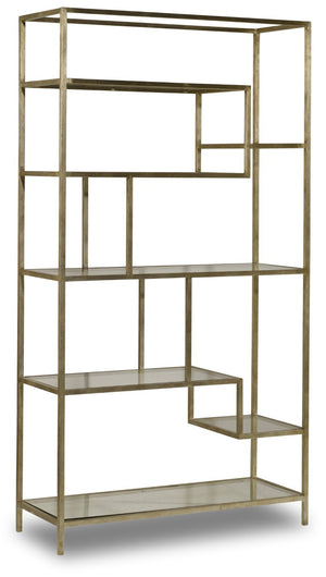 Hooker Furniture Etagere — Champagne Iron Frame With Seven Clear Glass Shelves, Silver-Leaf Accents, Modern Display 500-50-934