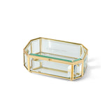 Kate Spade Treasured Collection Clear Glass Jewelry Box with Gold Trim, 6.75