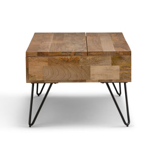English Elm Hunter Lift Top Coffee Table - Handcrafted Mango Wood With Hidden Storage & Industrial Style Design B136P158727