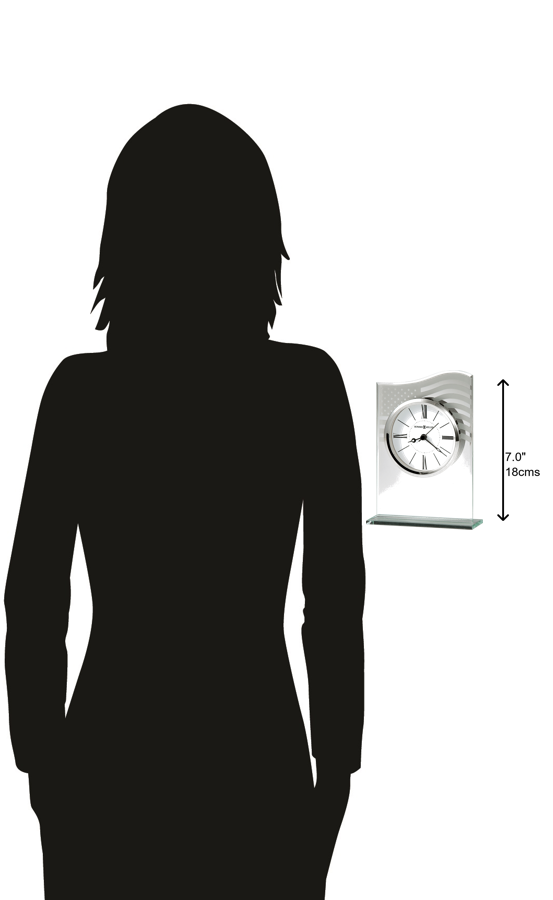 Hekman Furniture 645779 Liberty Tabletop Clock - Elegant Glass Alarm Clock With American Flag Design, Quartz Movement  Liberty Tabletop Clock 645779