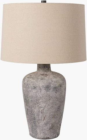 Surya Jolayne 25" Traditional Accent Table Lamp - Classic Beige Linen Shade For Timeless Home Decor Body, Gray,Shade (Outside), Beige,Shade (Inside), White,Finial, Black,Harp, Metallic ,Brass,Cord, Translucent Ceramic,Linen,Polyester,Iron Jln-001