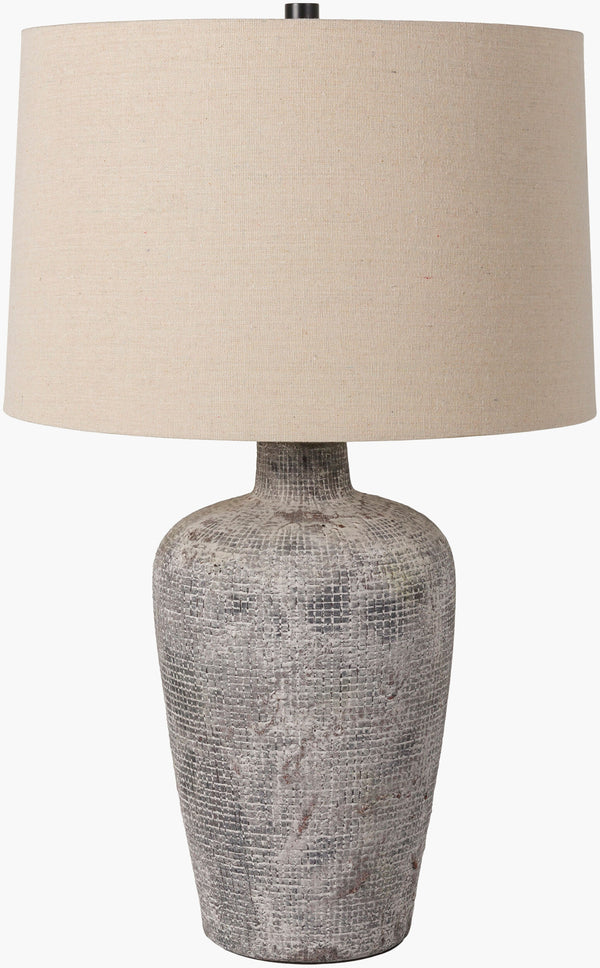 Surya Jolayne 25" Traditional Accent Table Lamp - Classic Beige Linen Shade For Timeless Home Decor Body, Gray,Shade (Outside), Beige,Shade (Inside), White,Finial, Black,Harp, Metallic ,Brass,Cord, Translucent Ceramic,Linen,Polyester,Iron Jln-001